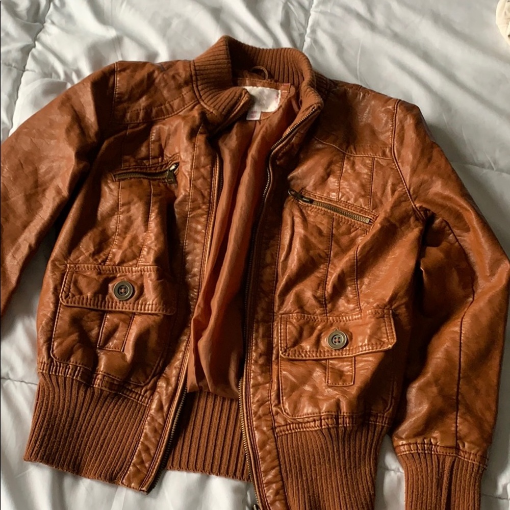 Brown Faux Leather Xhilaration Moto Jacket